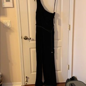 Tahari Black Velvet Jumpsuit Size 14 NWT